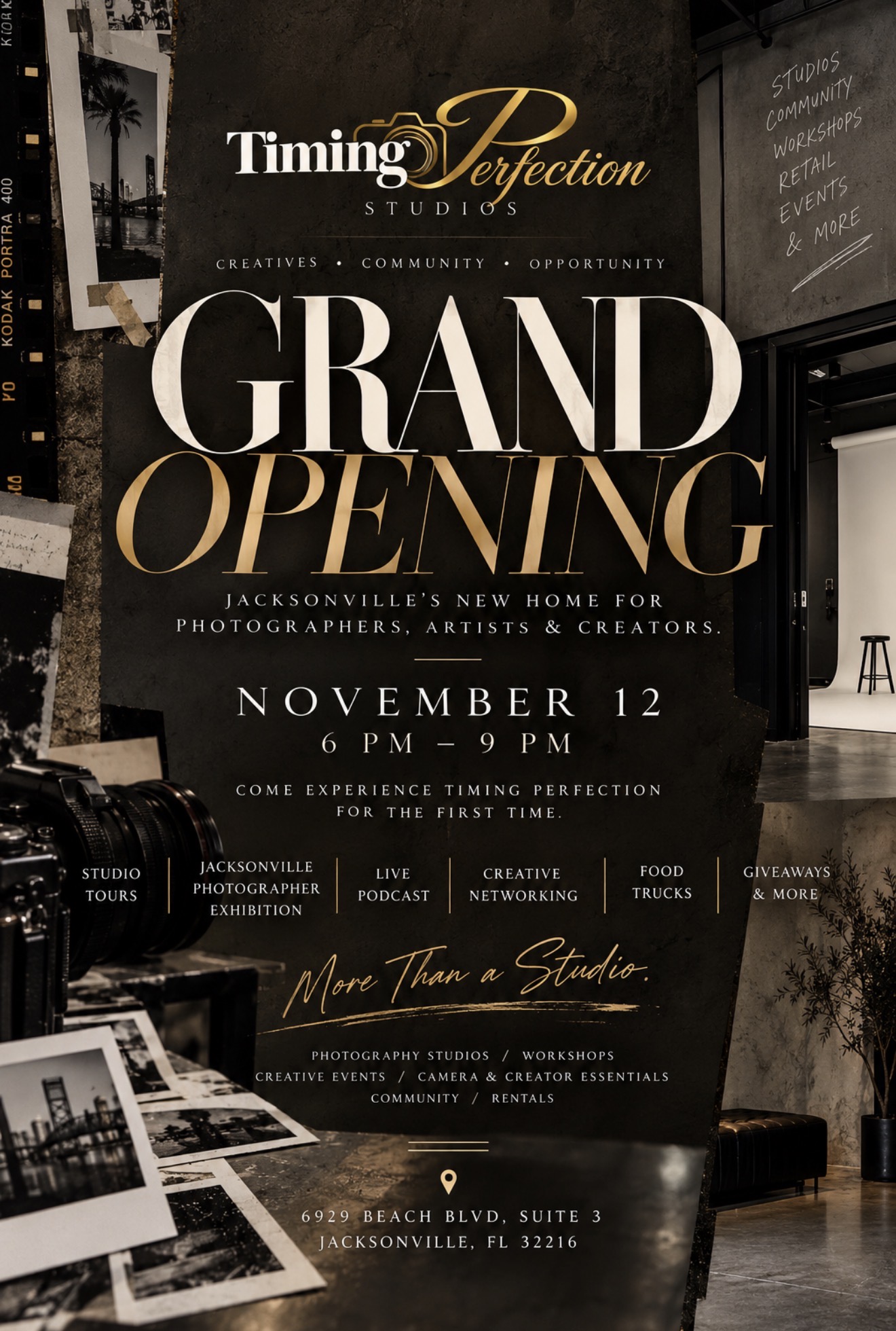 Timing Perfection Grand Opening event graphic